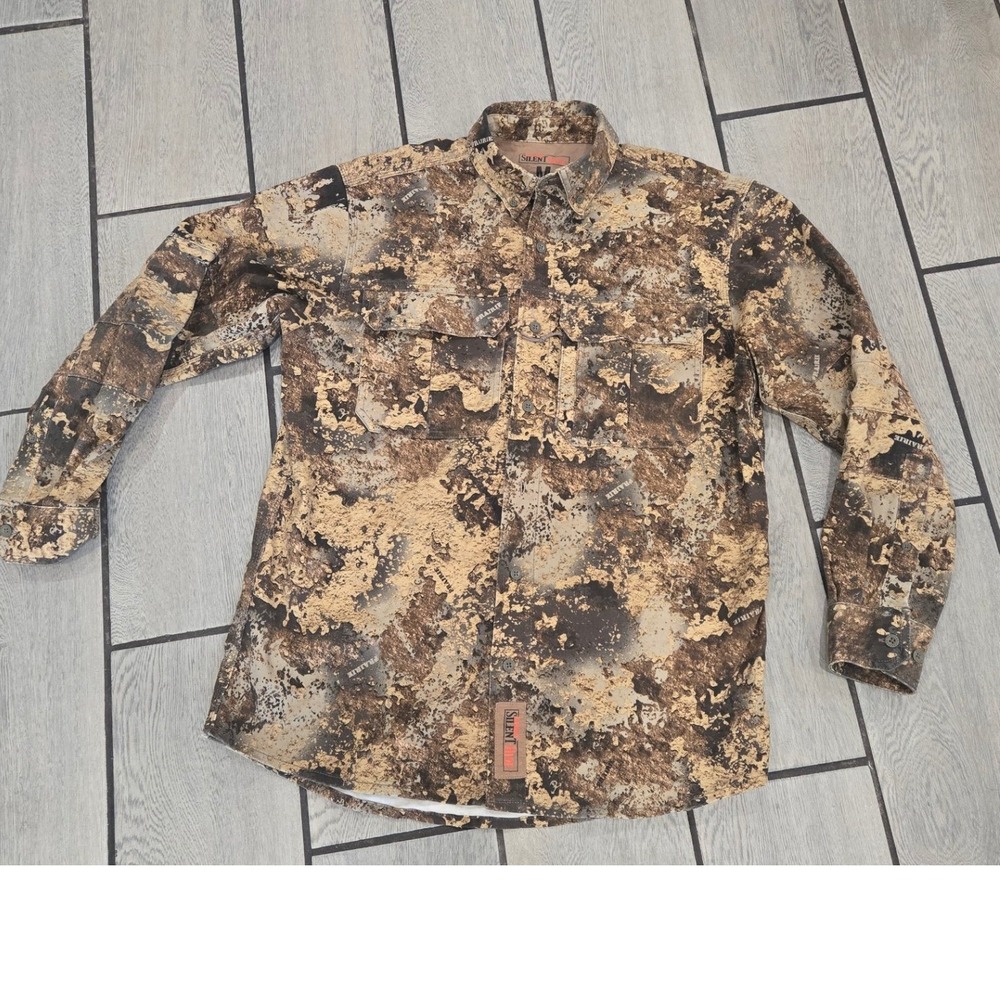 RedHead Silent Hide Mens Prairie Camo Hunting Shirt Long Sleeve Brown Tan M